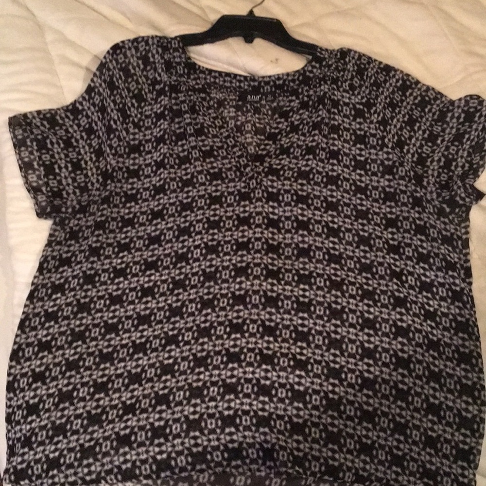 Ana sheer black and white blouse